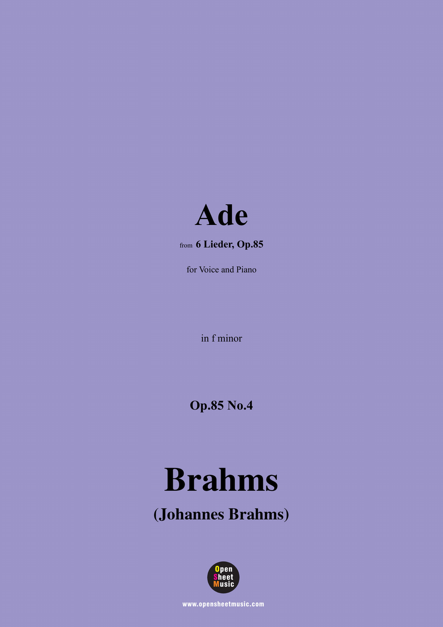 Brahms-Ade,in f minor Brahms-Ade,in f minor Piano, Vocal scores gallery preview page 1