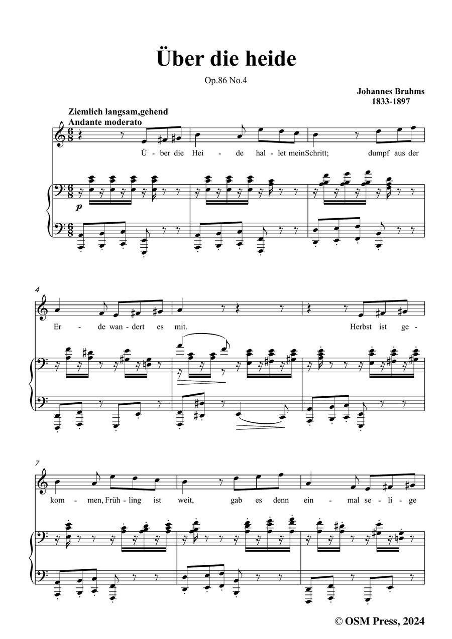 Brahms-Uber die heide,in a minor by Johannes Brahms Piano, Vocal - Digital Sheet Music page 3