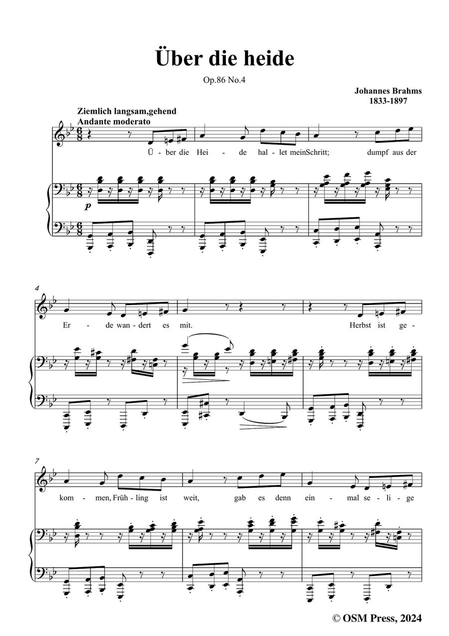 Brahms-Uber die heide,in a flat minor Piano, Vocal scores gallery preview page 3