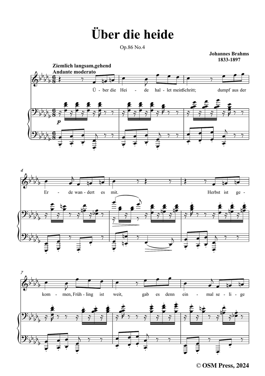 Brahms-Uber die heide,in b flat minor Piano, Vocal scores gallery preview page 3