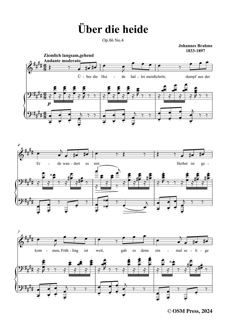 Brahms-Uber die heide,in c sharp minor Piano, Vocal scores gallery preview page 3