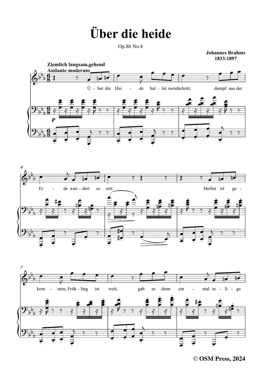 Brahms-Uber die heide,in c minor Piano, Vocal scores gallery preview page 3