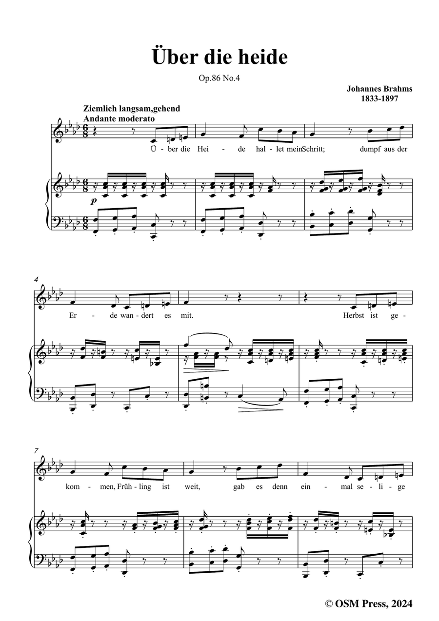 Brahms-Uber die heide,in f minor Piano, Vocal scores gallery preview page 3