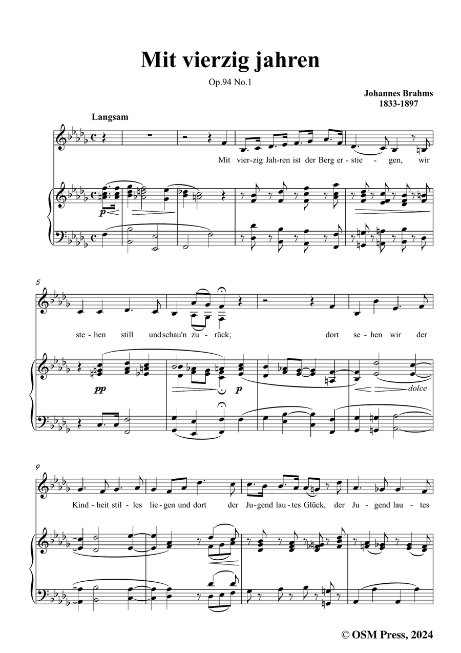 Brahms-Mit vierzig jahren,in b flat minor Piano, Vocal scores gallery preview page 3