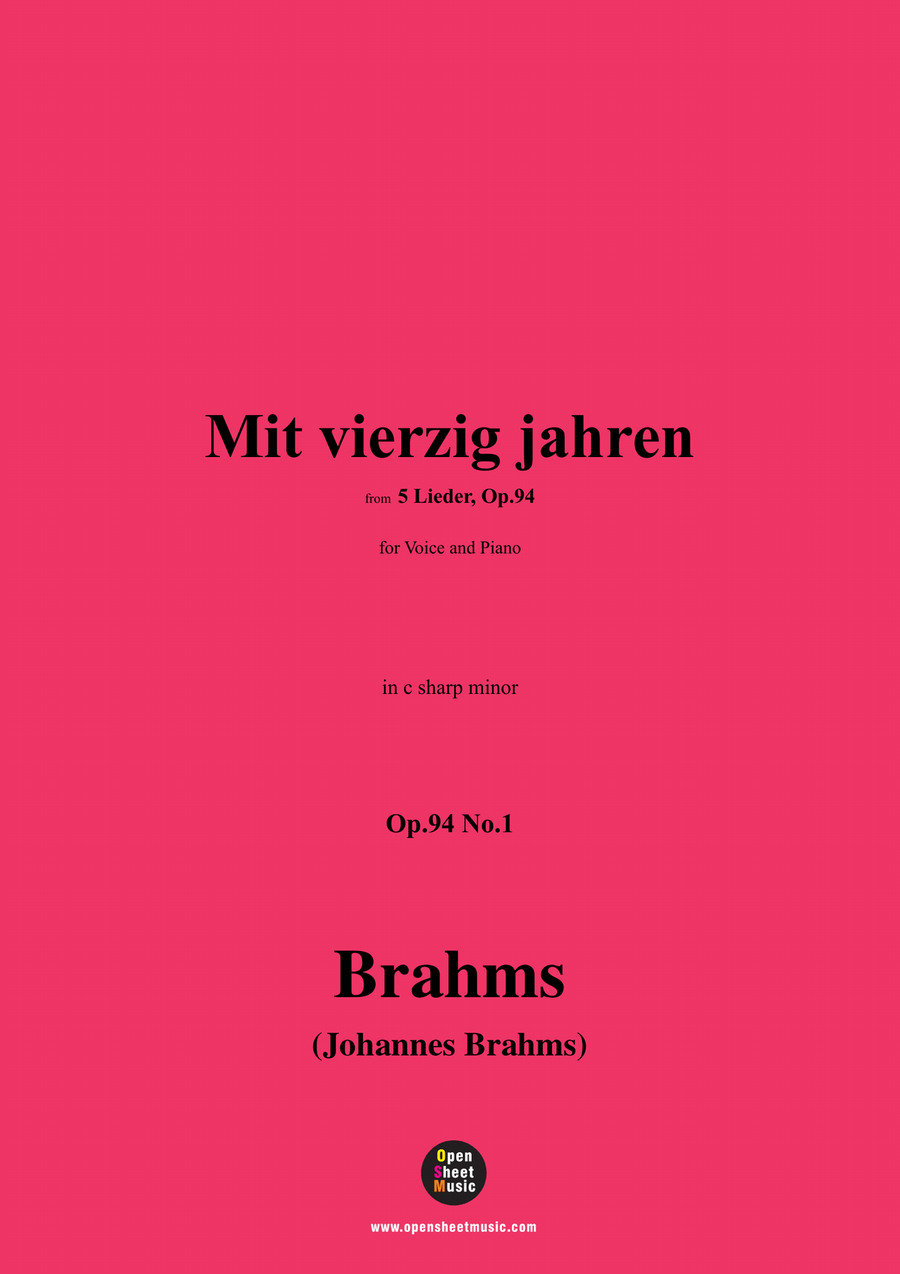 Brahms-Mit vierzig jahren,in c sharp minor Piano, Vocal scores gallery preview page 1