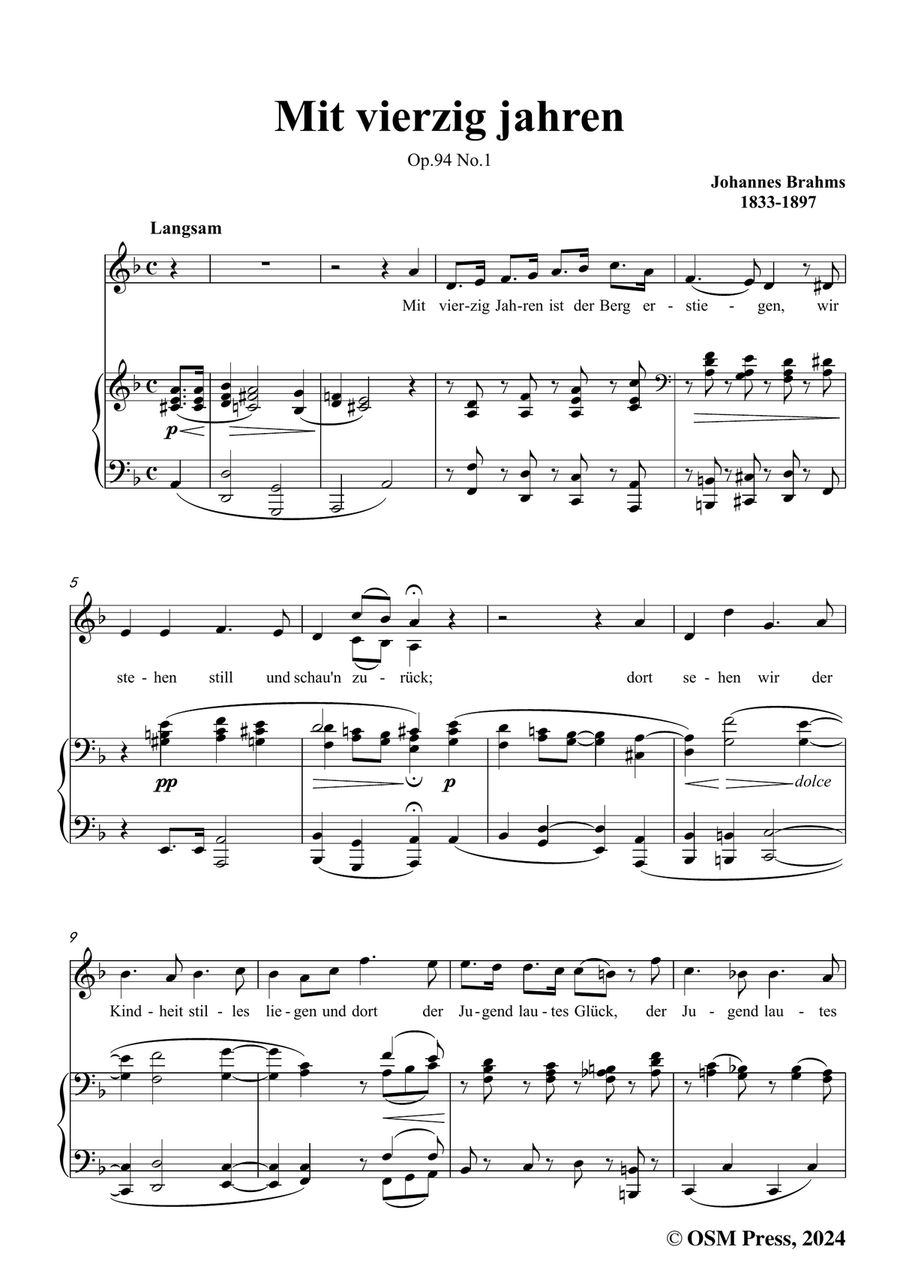 Brahms-Mit vierzig jahren,in d minor Piano, Vocal scores gallery preview page 3