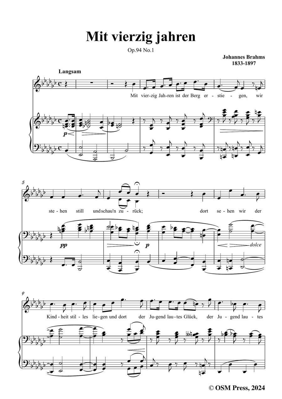 Brahms-Mit vierzig jahren,in e flat minor Piano, Vocal scores gallery preview page 3