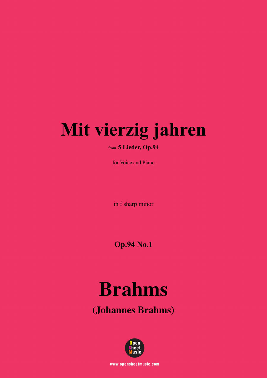 Brahms-Mit vierzig jahren,in f sharp minor Piano, Vocal scores gallery preview page 1