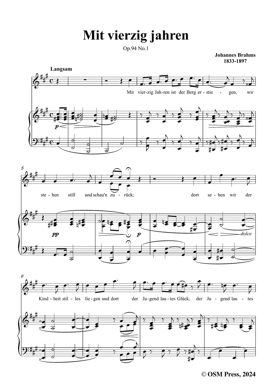 Brahms-Mit vierzig jahren,in f sharp minor Piano, Vocal scores gallery preview page 3