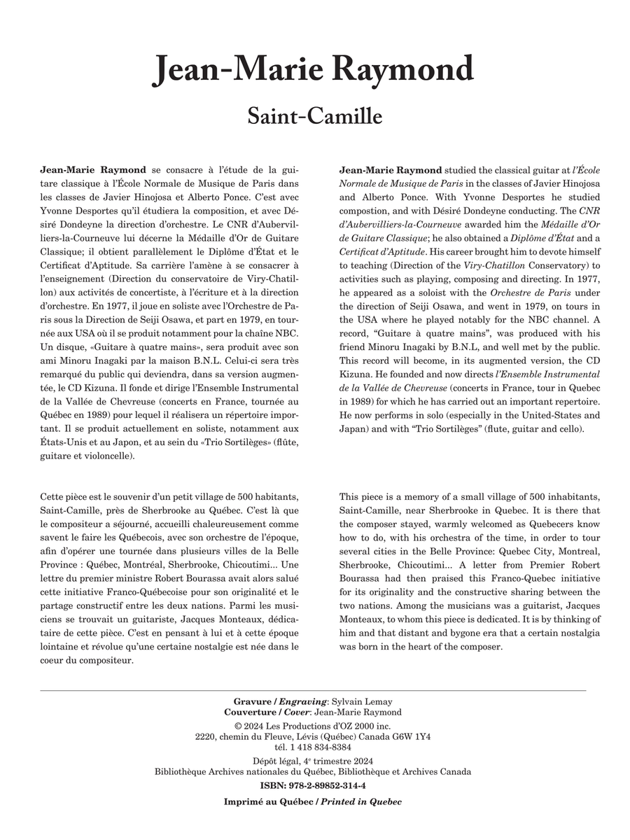 Saint-Camille Classical Guitar scores gallery preview page 2