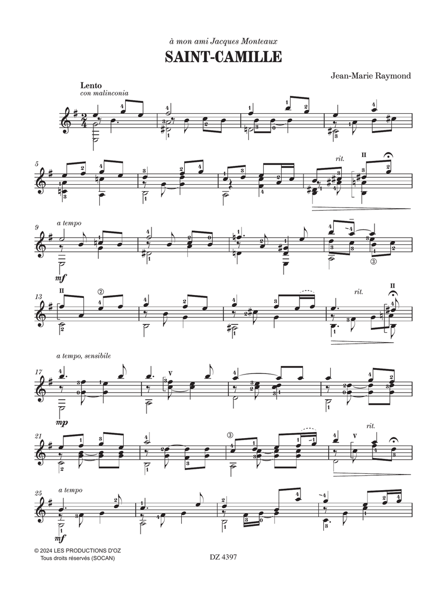 Saint-Camille Classical Guitar scores gallery preview page 3