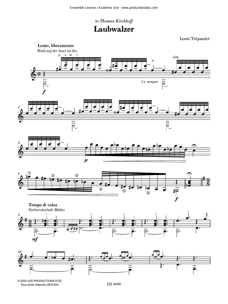 Laubwalzer (Octobre) Classical Guitar - Digital Sheet Music page 3