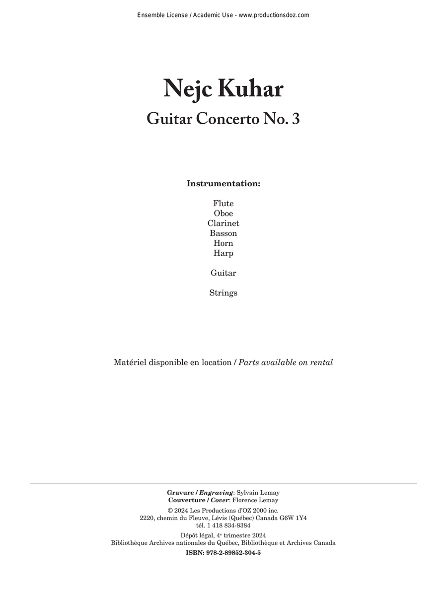 Guitar Concerto No. 3 Orchestra scores gallery preview page 1