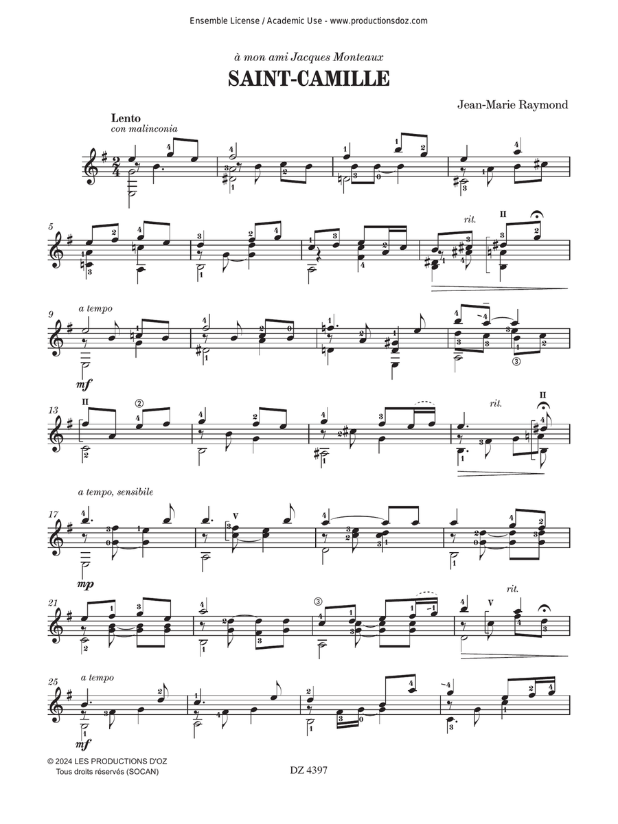 Saint-Camille Classical Guitar scores gallery preview page 2
