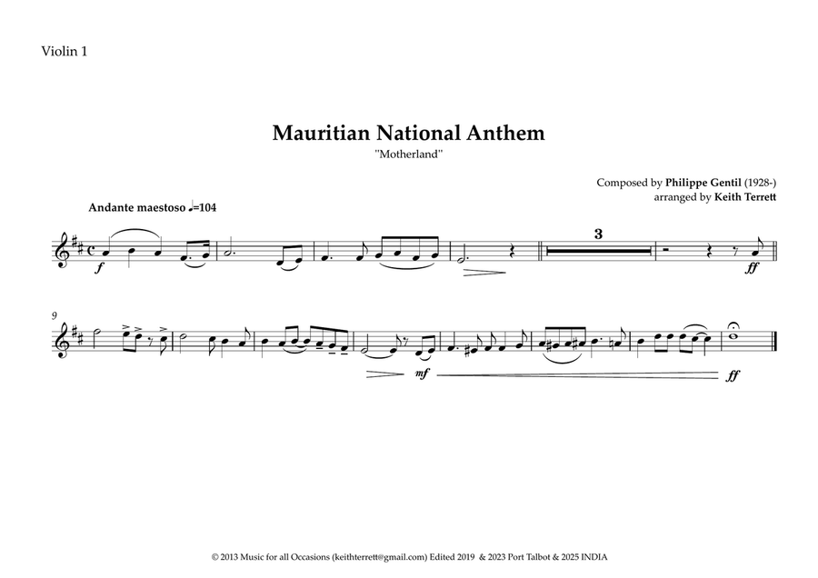 Mauritius National Anthem for String Orchestra String Orchestra scores gallery preview page 5