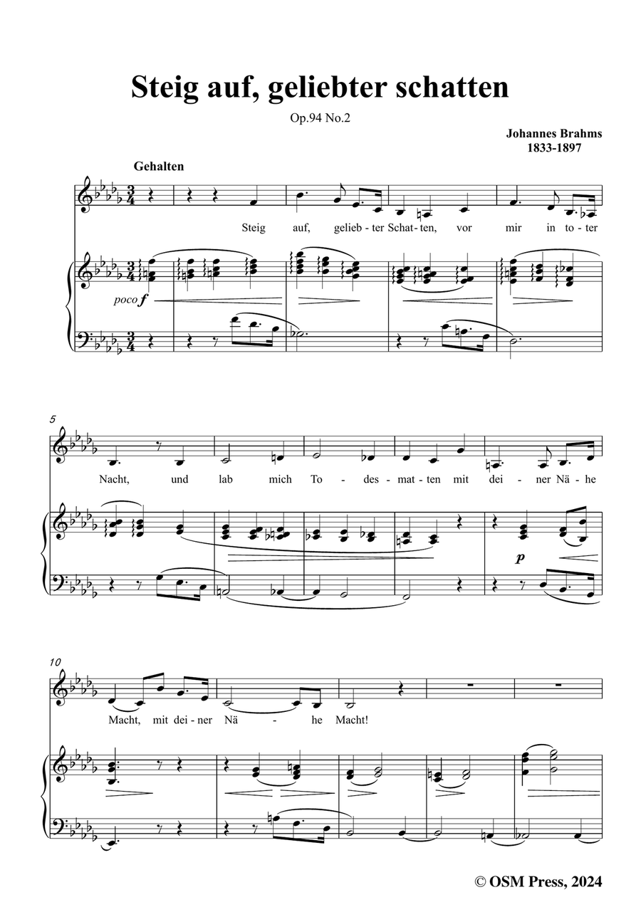 Brahms-Steig auf,geliebter schatten,in b flat minor Piano, Vocal scores gallery preview page 3