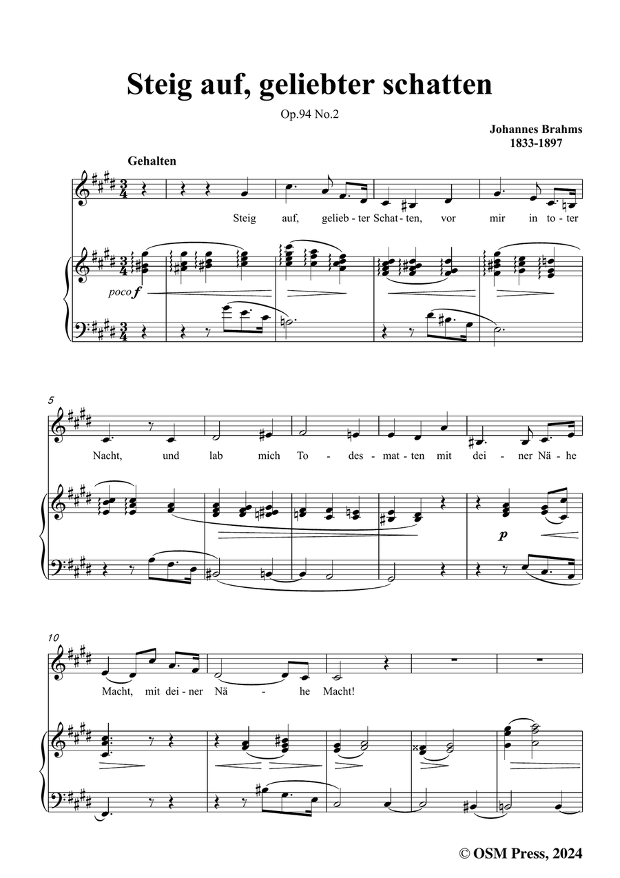 Brahms-Steig auf,geliebter schatten,in c sharp minor Piano, Vocal scores gallery preview page 3