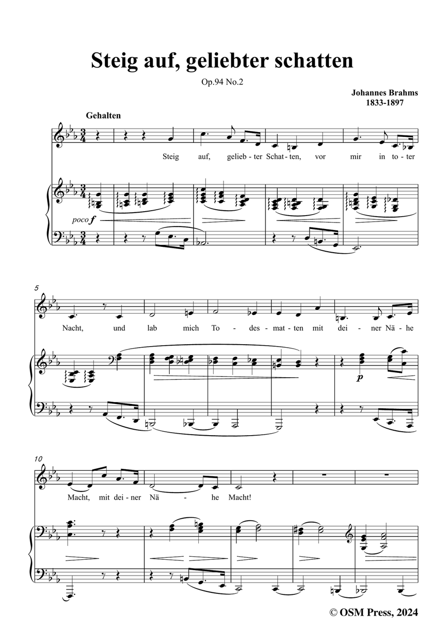 Brahms-Steig auf,geliebter schatten,in c minor Piano, Vocal scores gallery preview page 3