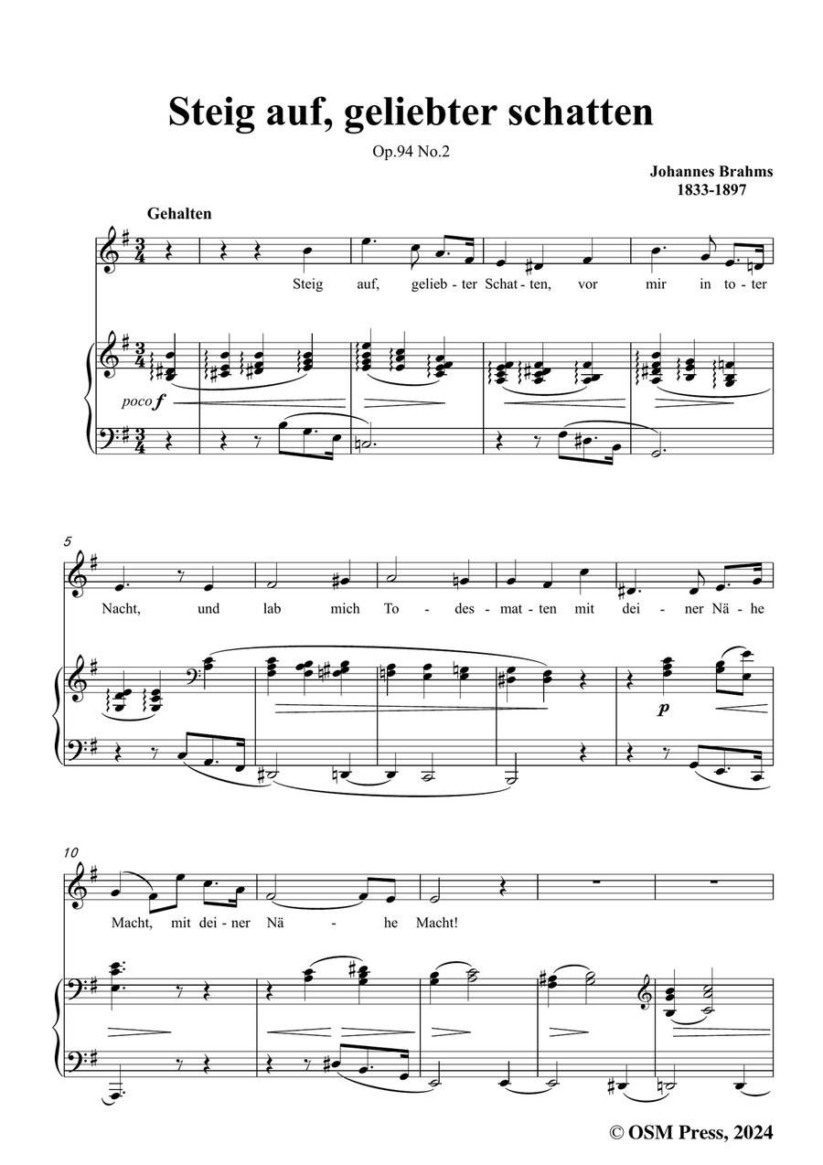 Brahms-Steig auf,geliebter schatten,in e minor Piano, Vocal scores gallery preview page 3