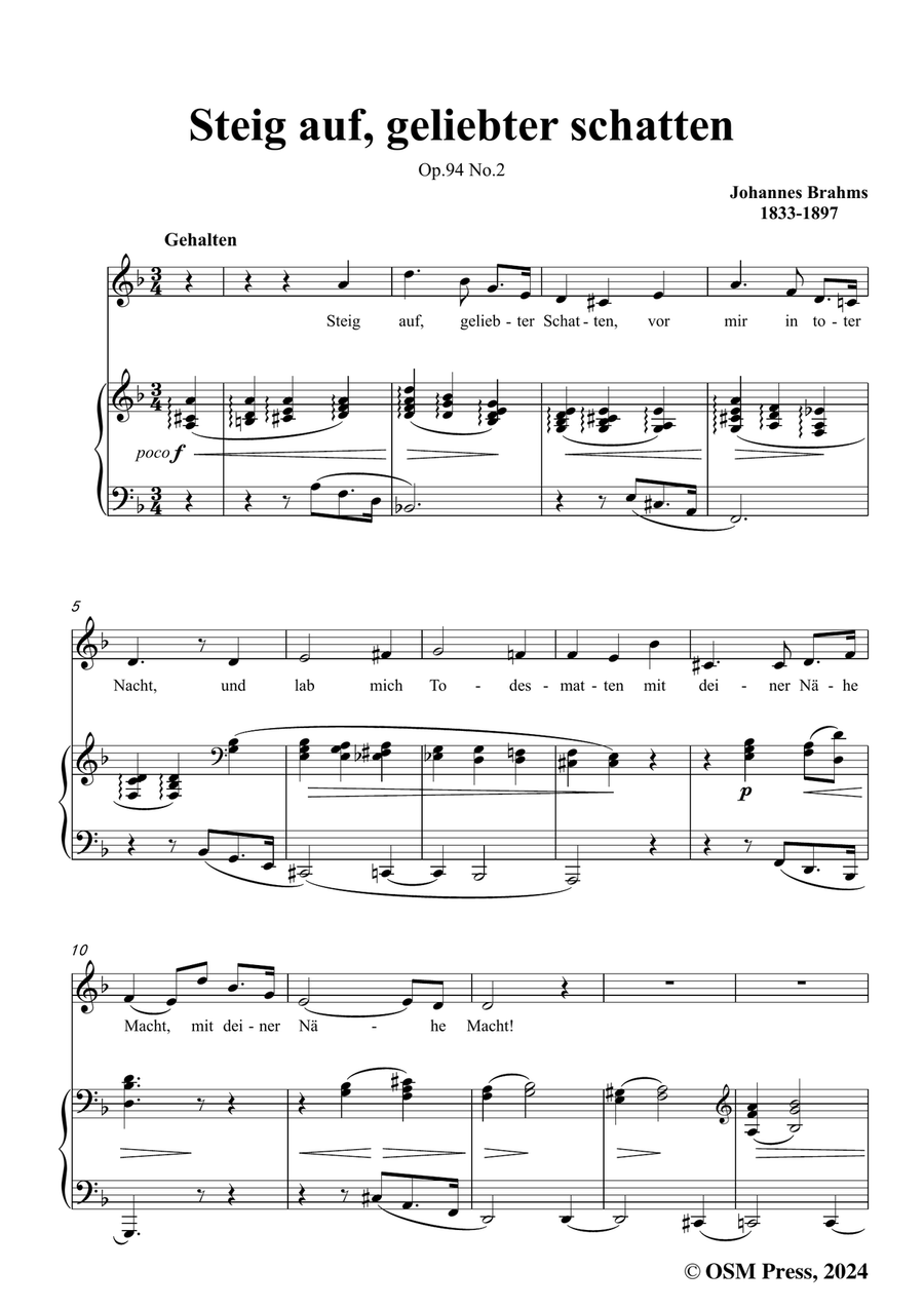 Brahms-Steig auf,geliebter schatten,in d minor Piano, Vocal scores gallery preview page 3