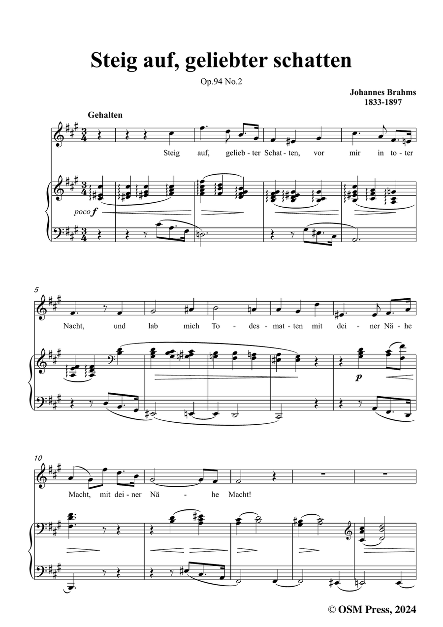 Brahms-Steig auf,geliebter schatten,in f sharp minor Piano, Vocal scores gallery preview page 3