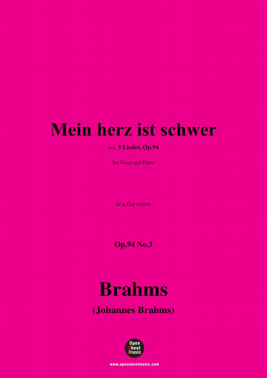 Brahms-Mein herz ist schwer,in a flat minor Piano, Vocal scores gallery preview page 1