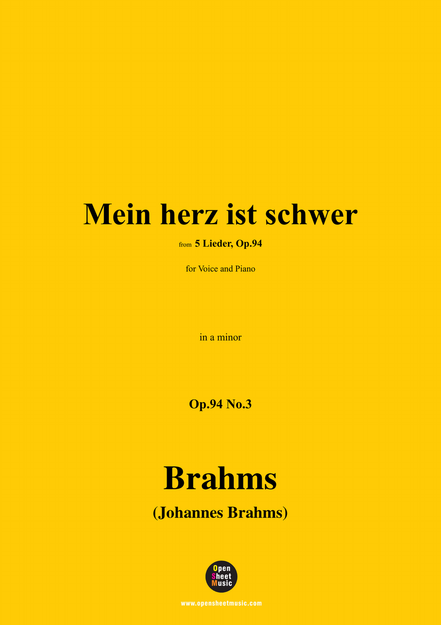 Brahms-Mein herz ist schwer,in a minor Piano, Vocal scores gallery preview page 1