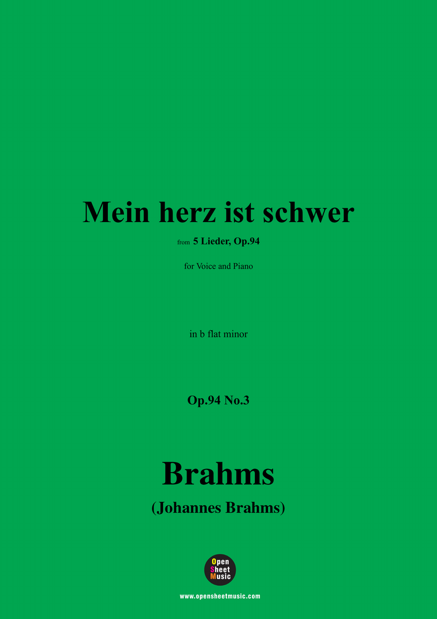 Brahms-Mein herz ist schwer,in b flat minor Piano, Vocal scores gallery preview page 1