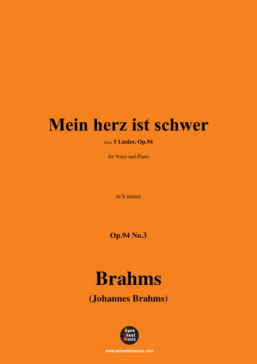 Brahms-Mein herz ist schwer,in b minor Piano, Vocal scores gallery preview page 1