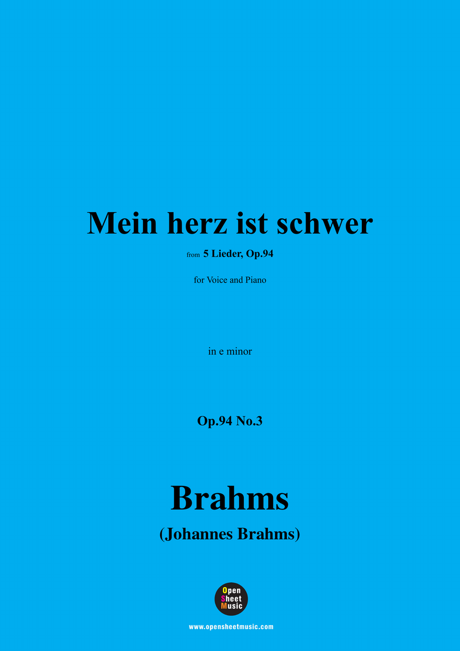 Brahms-Mein herz ist schwer,in e minor Piano, Vocal scores gallery preview page 1