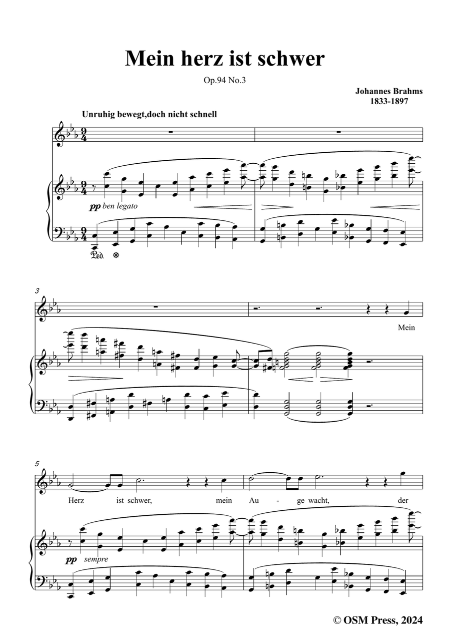 Brahms-Mein herz ist schwer,in c minor Piano, Vocal scores gallery preview page 3