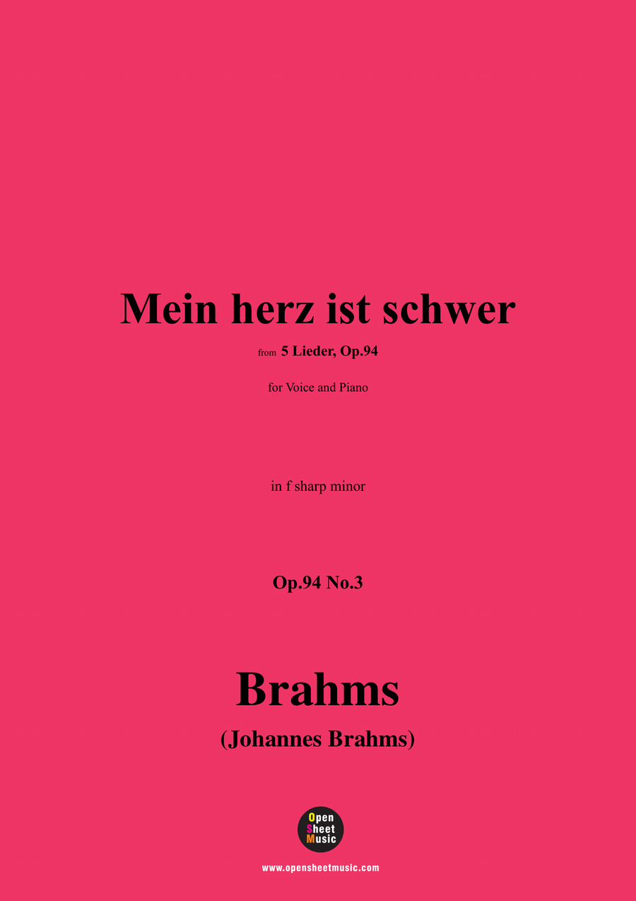 Brahms-Mein herz ist schwer,in f sharp minor Piano, Vocal scores gallery preview page 1