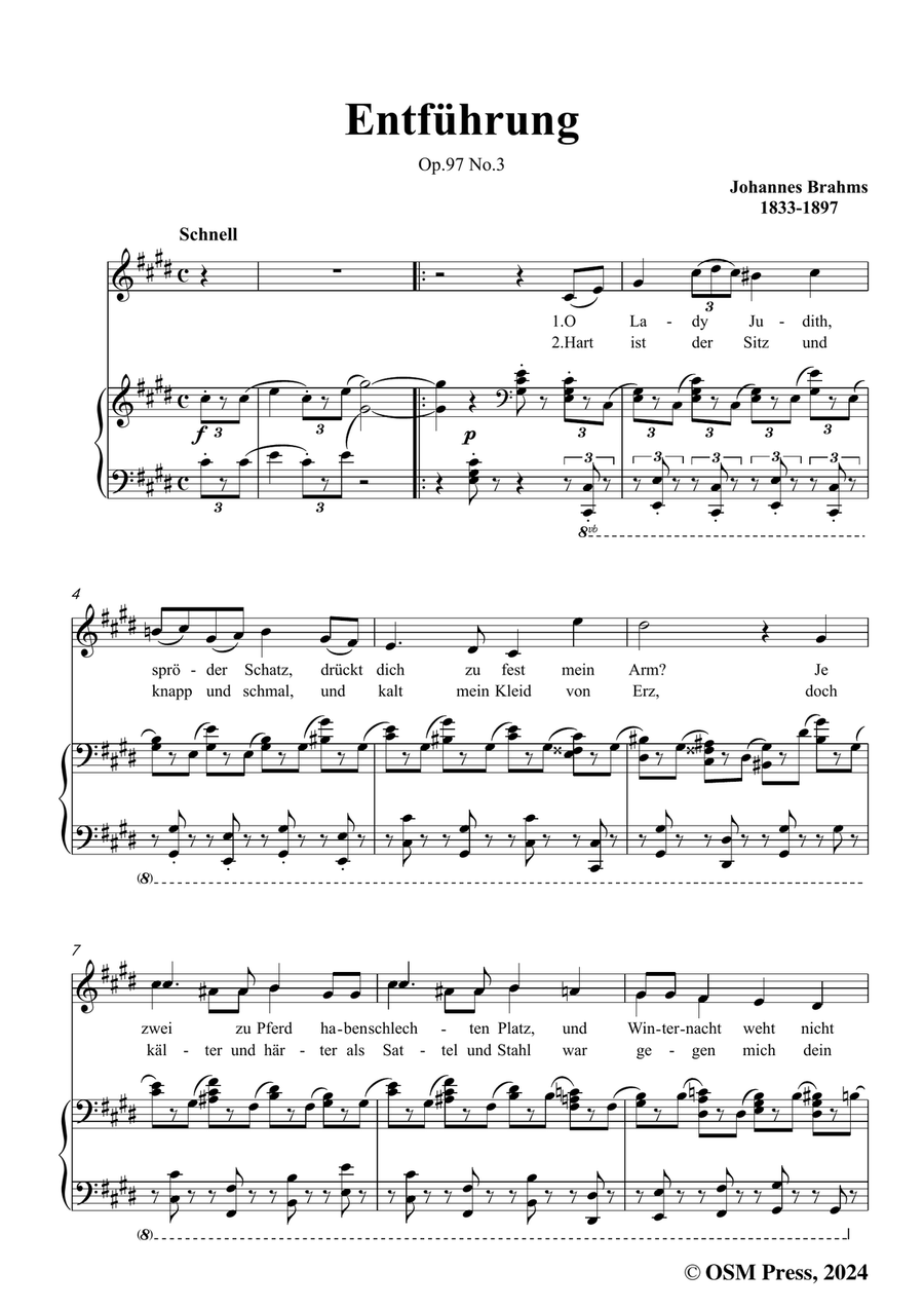 Brahms-Entfuhrung,in c sharp minor Piano, Vocal scores gallery preview page 3