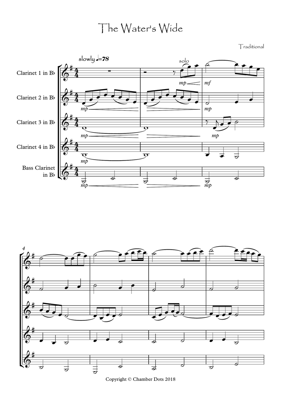 The Water is Wide The Water is Wide Clarinet Quintet scores gallery preview page 2