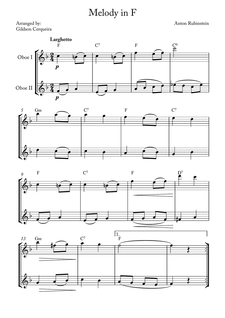 Melody in F Melody in F Woodwind Duet scores gallery preview page 1