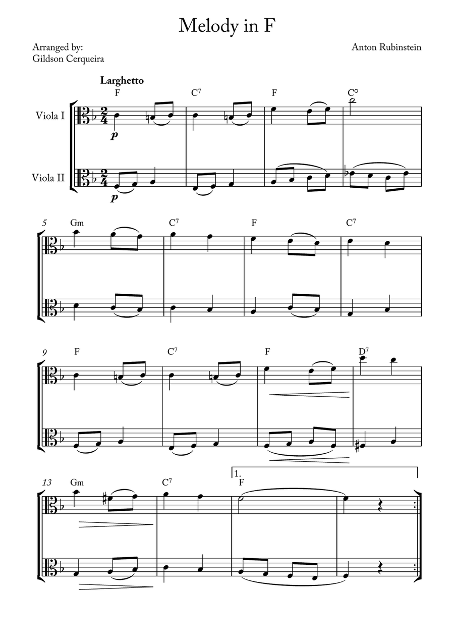 Melody in F Melody in F String Duet scores gallery preview page 1