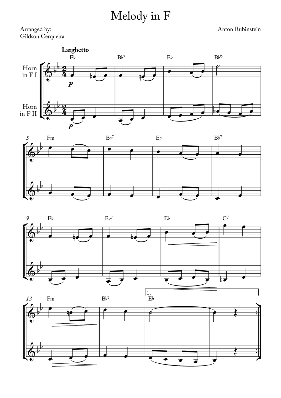 Melody in F Melody in F Brass Duet scores gallery preview page 1