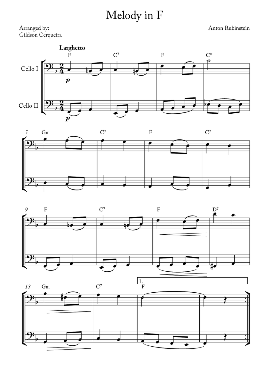 Melody in F Melody in F String Duet scores gallery preview page 1