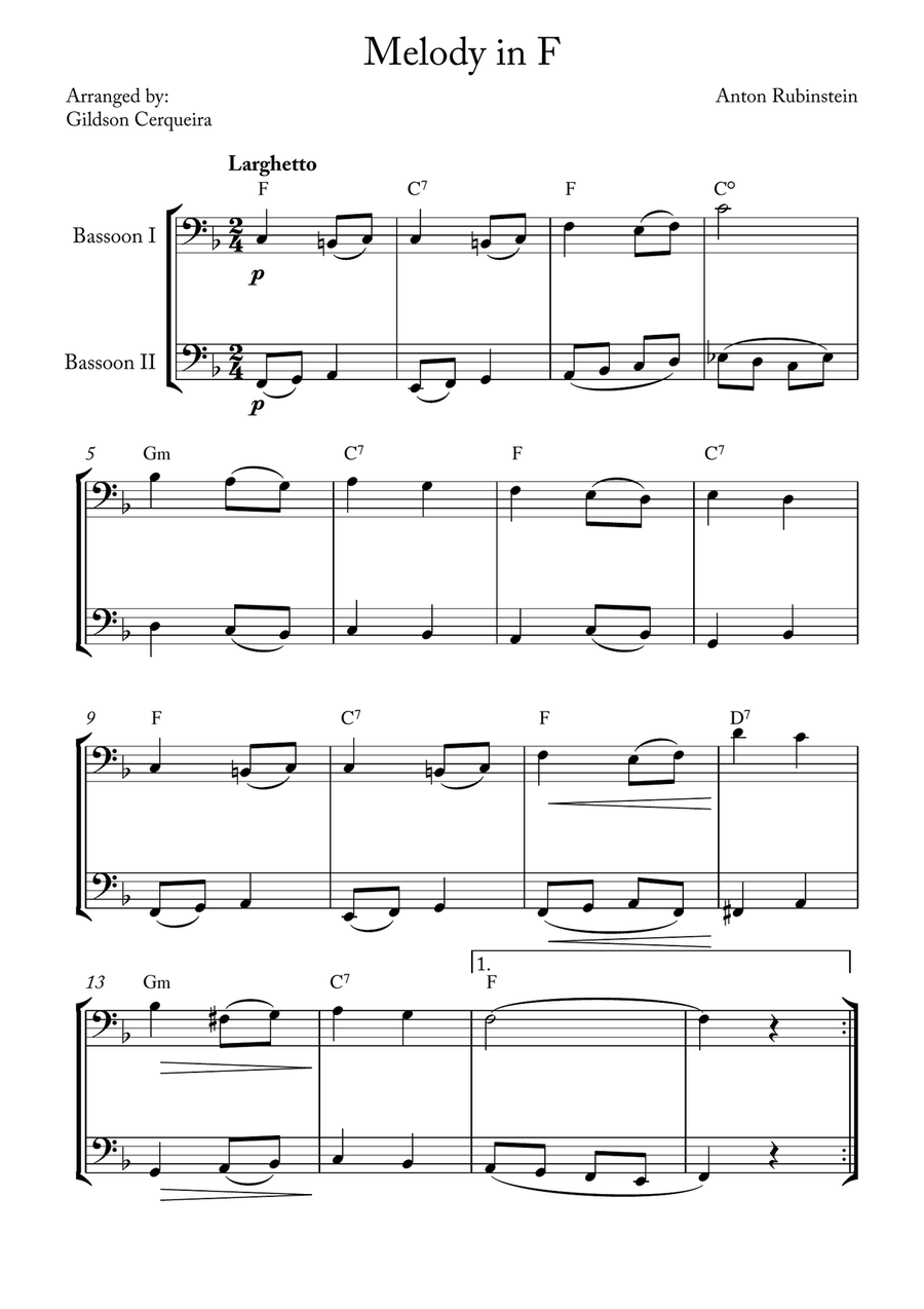 Melody in F Melody in F Woodwind Duet scores gallery preview page 1