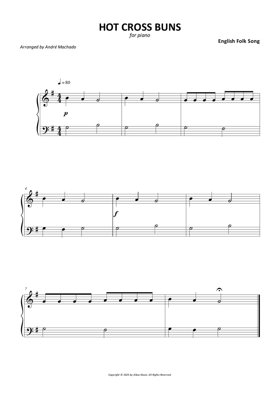 Hot Cross Buns Hot Cross Buns Piano Method scores gallery preview page 1