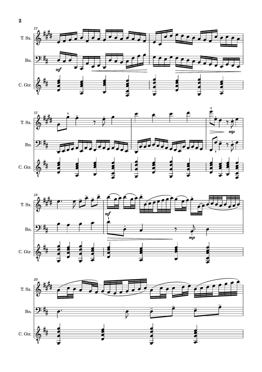 Canon in D Major, P.37; T.337. T. Sax, Bassoon, and Guitar. Score and Parts. Chamber Music scores gallery preview page 2
