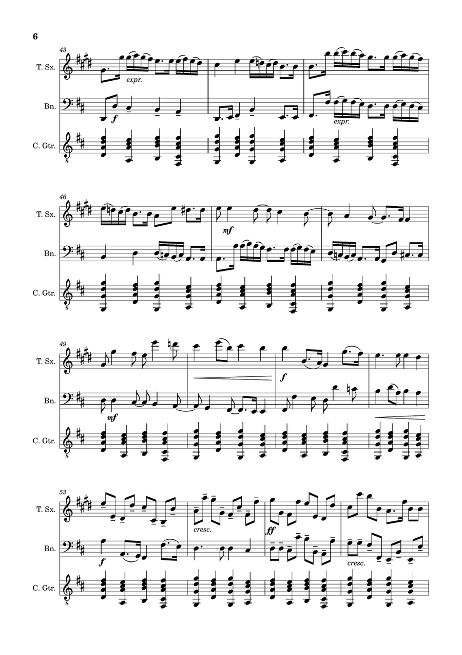 Canon in D Major, P.37; T.337. T. Sax, Bassoon, and Guitar. Score and Parts. Chamber Music scores gallery preview page 6