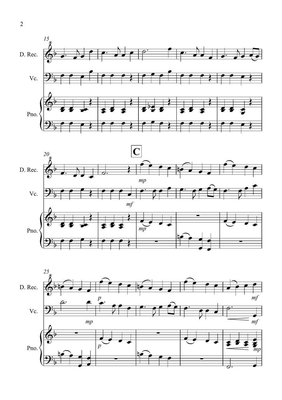 Auld Lang Syne for Descant Recorder and Cello Duet Soprano Recorder scores gallery preview page 2