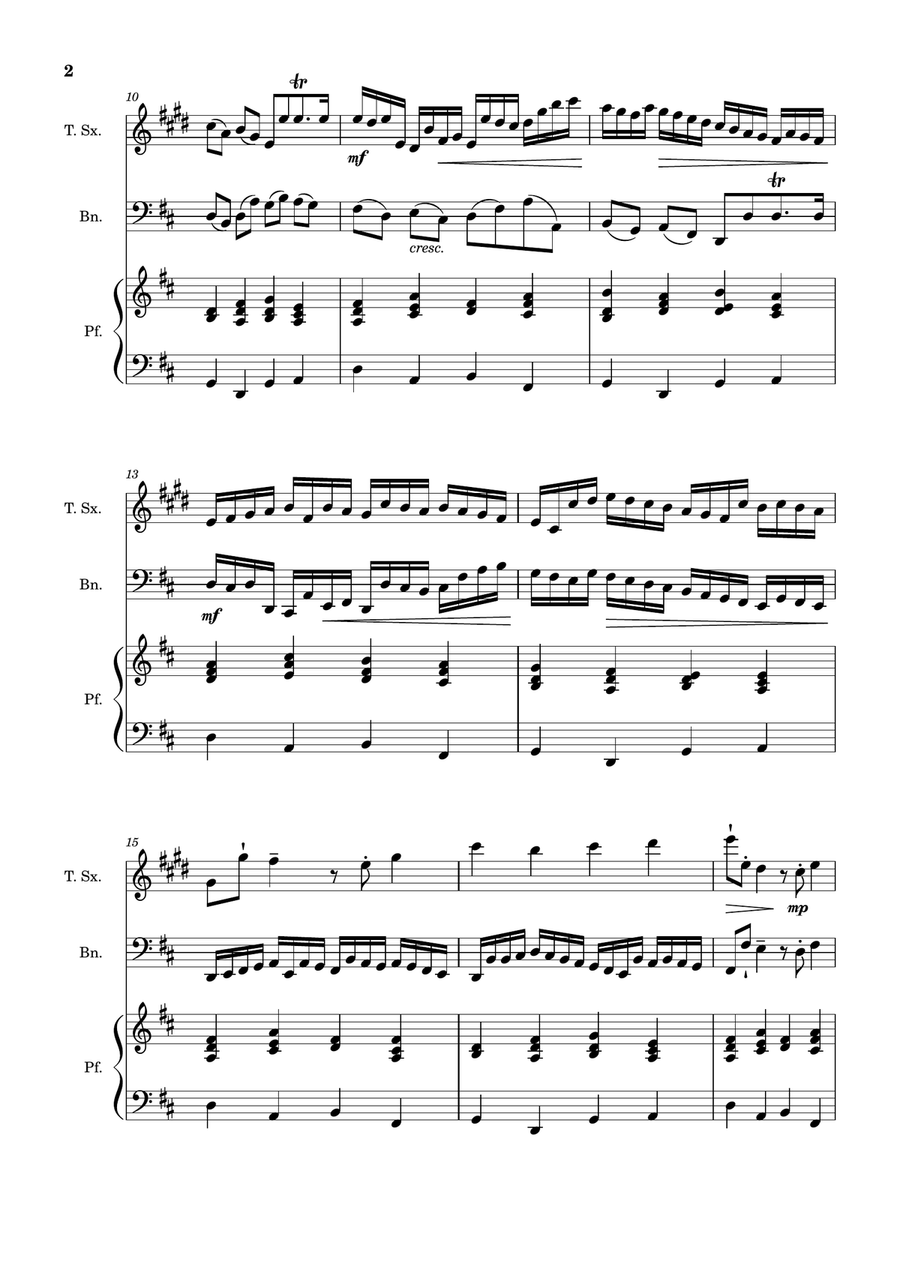 Canon in D Major, P.37; T.337. T. Sax, Bassoon, and Piano. Score and Parts. Woodwind Duet scores gallery preview page 2