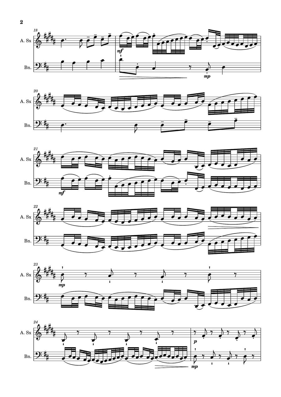 Canon in D Major, P.37; T.337. Arranged for Alto Sax and Bassoon. Woodwind Duet scores gallery preview page 2