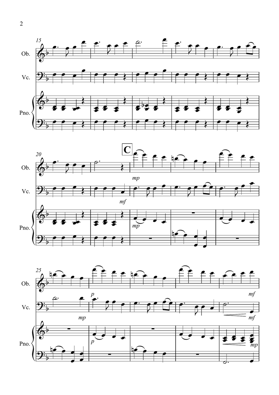 Auld Lang Syne for Oboe and Cello Duet Oboe scores gallery preview page 2