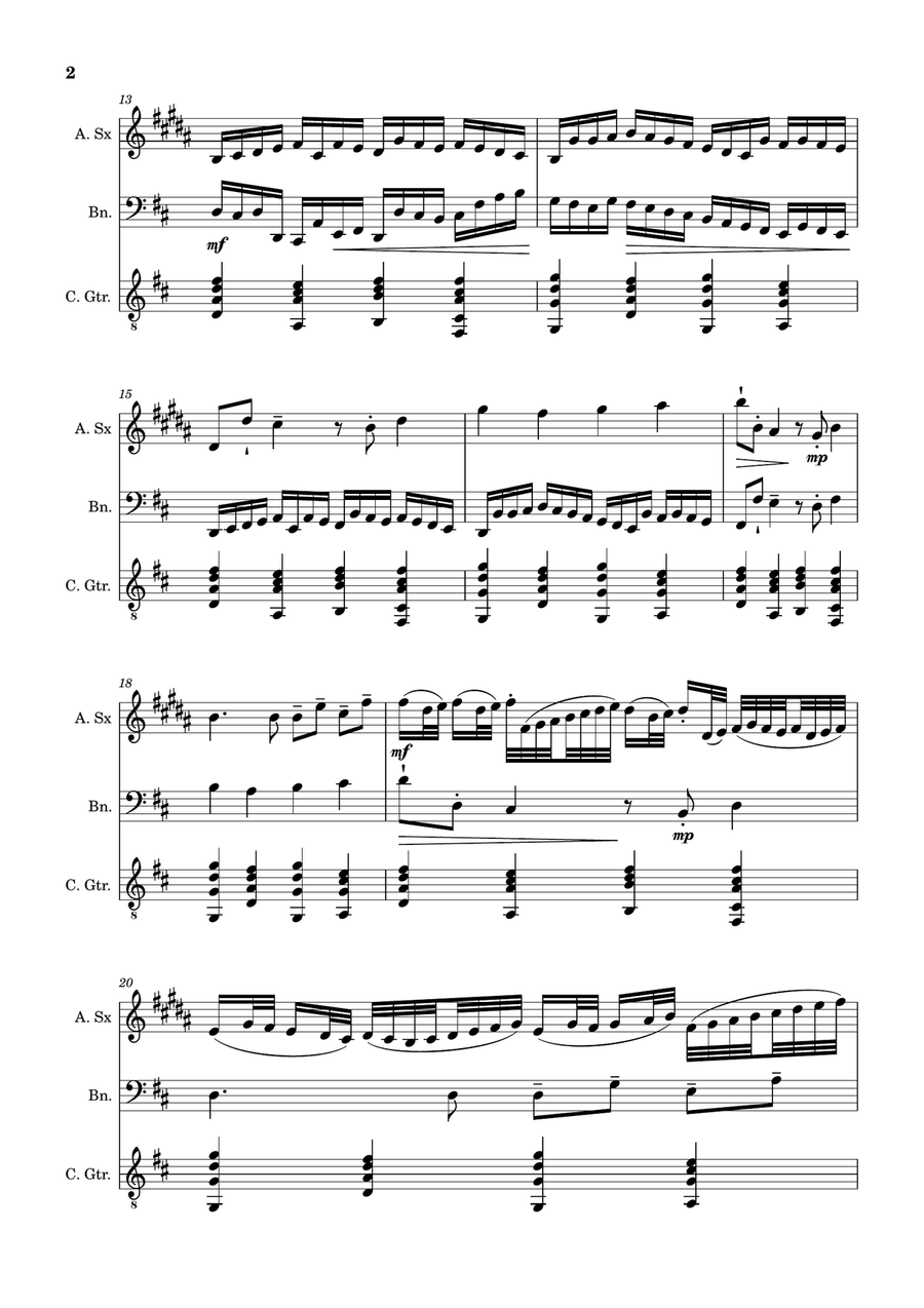 Canon in D Major, P.37; T.337. A. Sax, Bassoon, and Guitar. Score and Parts. Chamber Music scores gallery preview page 2