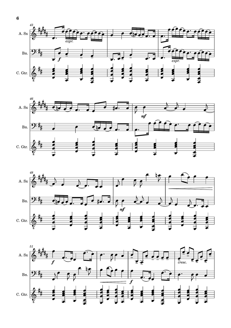 Canon in D Major, P.37; T.337. A. Sax, Bassoon, and Guitar. Score and Parts. Chamber Music scores gallery preview page 6