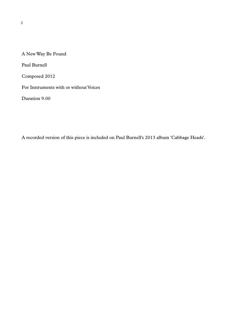 A New Way Be Found, for instruments with or without voices - Score - Score Only Large Ensemble scores gallery preview page 2
