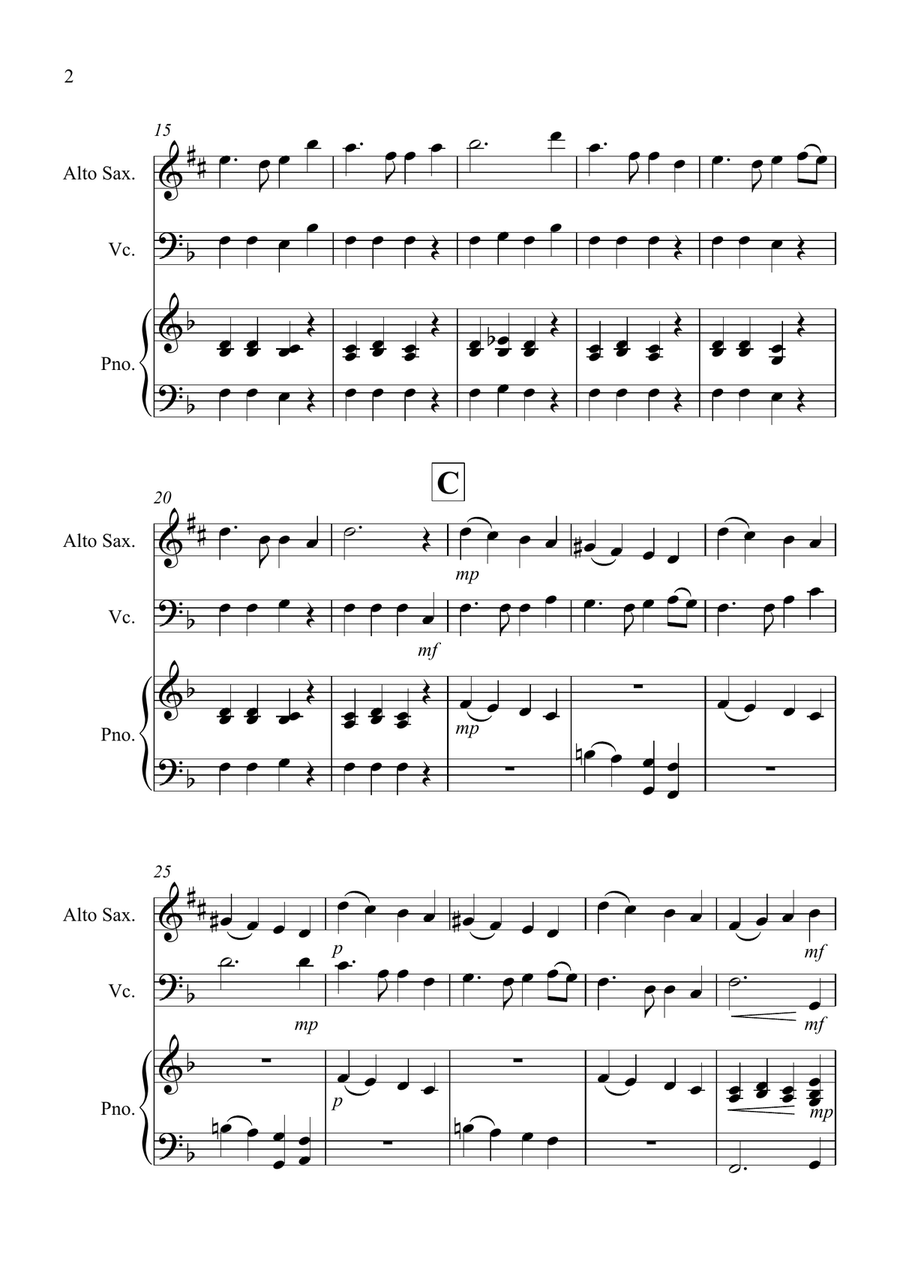 Auld Lang Syne for Alto Saxophone and Cello Duet Alto Saxophone scores gallery preview page 2